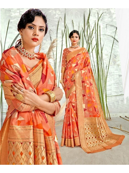 Banarasi Fancy Silk Saree in Peach-E670