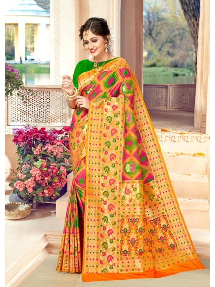 Banarasi Silk Saree In Yellow-E701