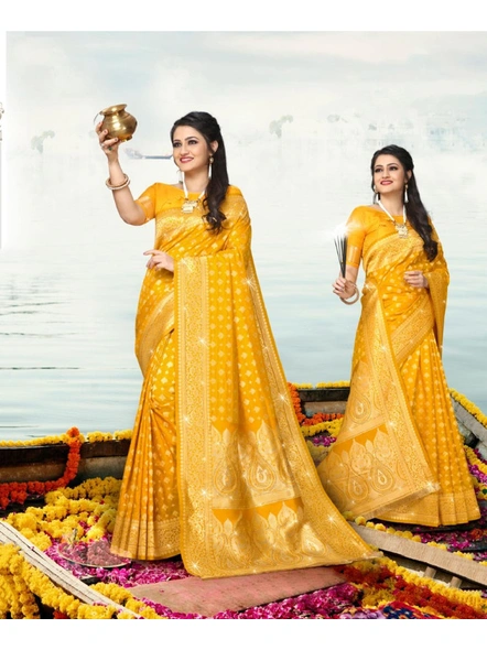 Banarasi Silk Saree In Yellow-E704