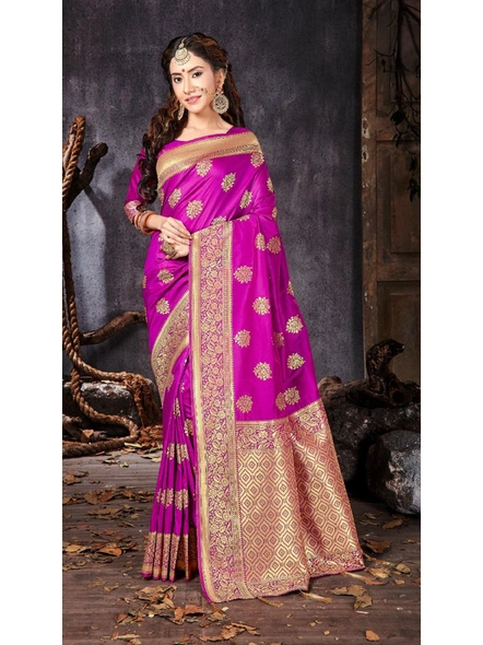 Banarasi Silk Saree in Magenta-E710