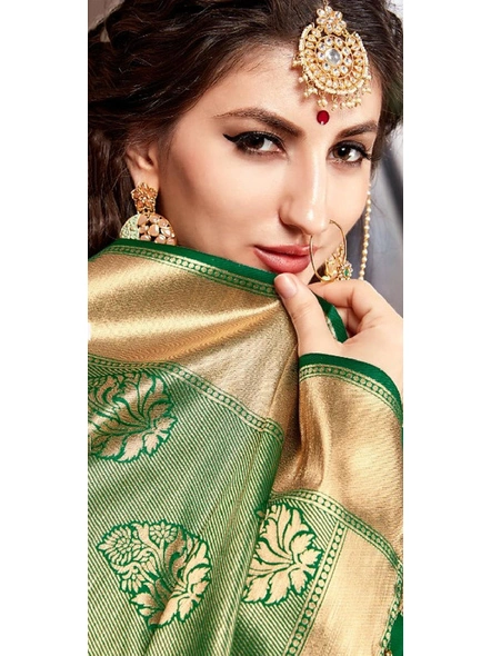 Banarasi Silk Saree in Green-1