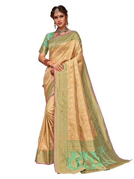 Kanchipuram Silk Saree in Cream-E736