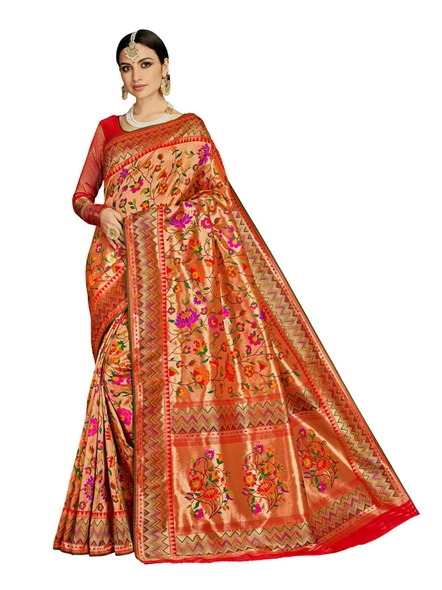 Banarasi Tissue Silk Saree With Floral Motif-E765
