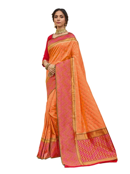 Banarasi Silk Woven Saree In Peach-E790