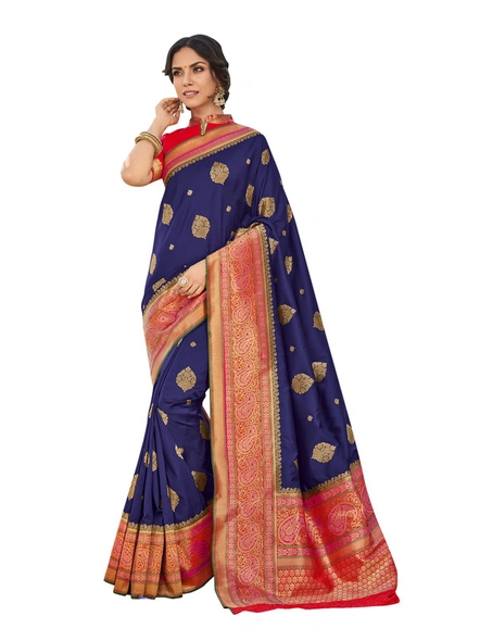 Banarasi Silk Woven Saree In Blue-E792