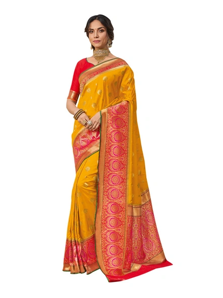 Banarasi Silk Woven Saree In Mustard-E794