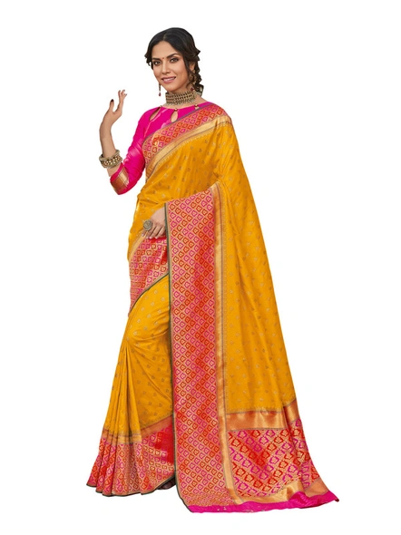 Banarasi Silk Woven Saree In Mustard-E801
