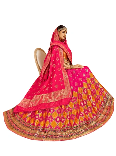 Banarasi Woven Silk Lehanga Set In Rani-E816