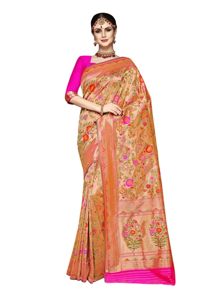 Banarasi Valkalm Tissue Silk Saree In Rani-E841