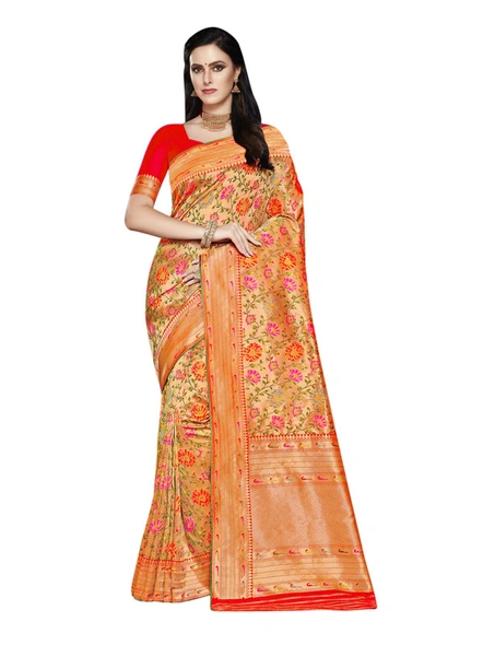Banarasi Valkalm Tissue Silk Saree In Red-E842