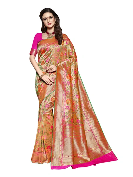 Banarasi Valkalm Tissue Silk Saree In Rani-E843