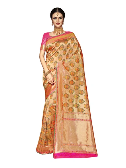 Banarasi Valkalm Tissue Silk Saree In Rani-E846