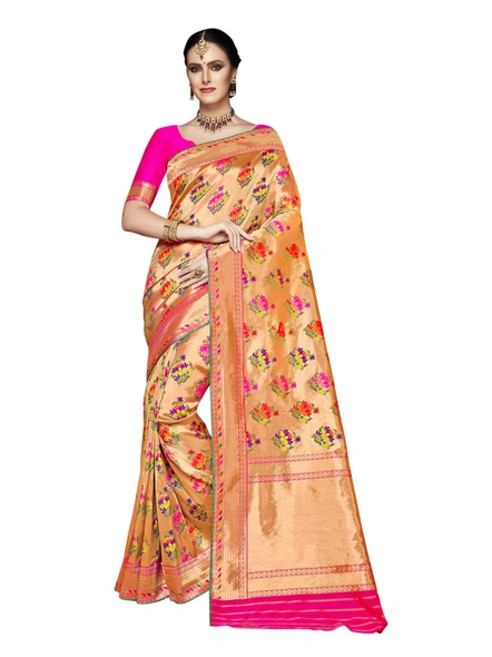 Banarasi Valkalm Tissue Silk Saree In Rani-E848