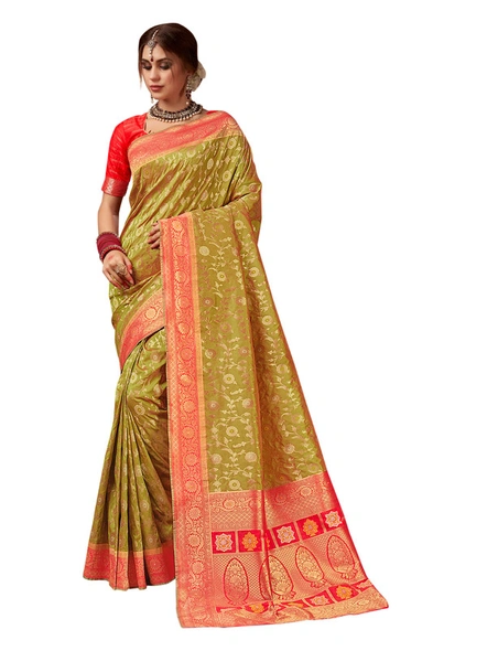 Banarasi Silk Woven Saree In Teal Green-E863