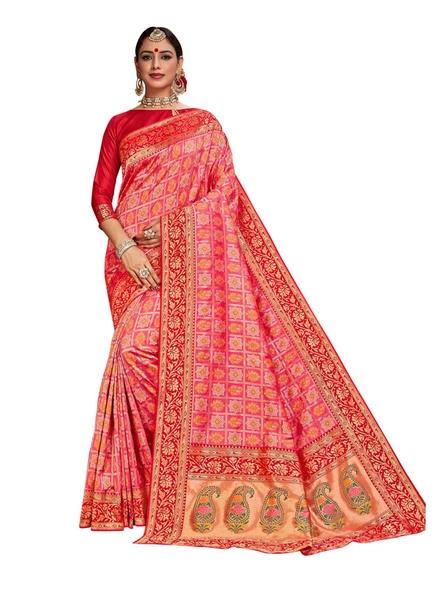 Banarasi Silk Woven Saree In Pink-E868