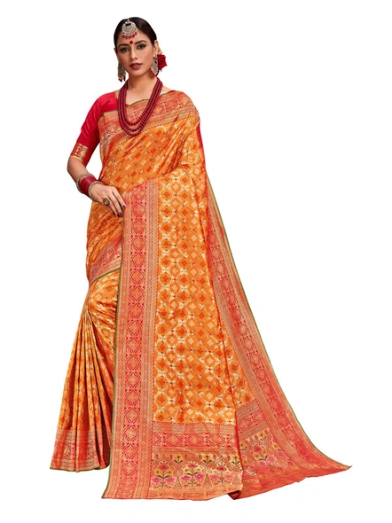 Banarasi Silk Woven Saree In Mustard-E873