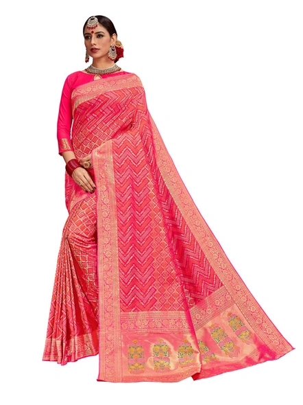 Banarasi Silk Woven Saree In Pink-E875