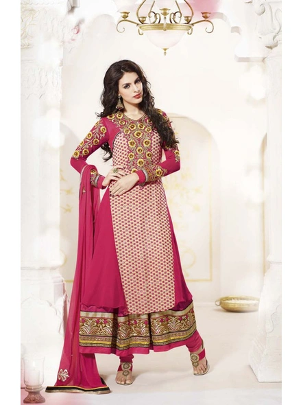 Pink Georgette Embroidery Suit-E913