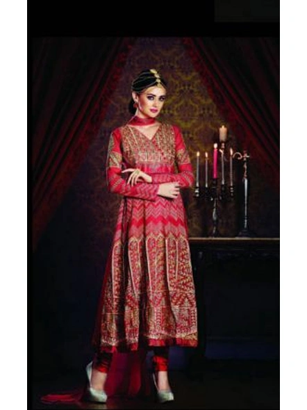 Red Georgette Embroidery Suit-E920