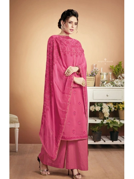 Heavy Muslin Embroidered Suit In Rani-E958