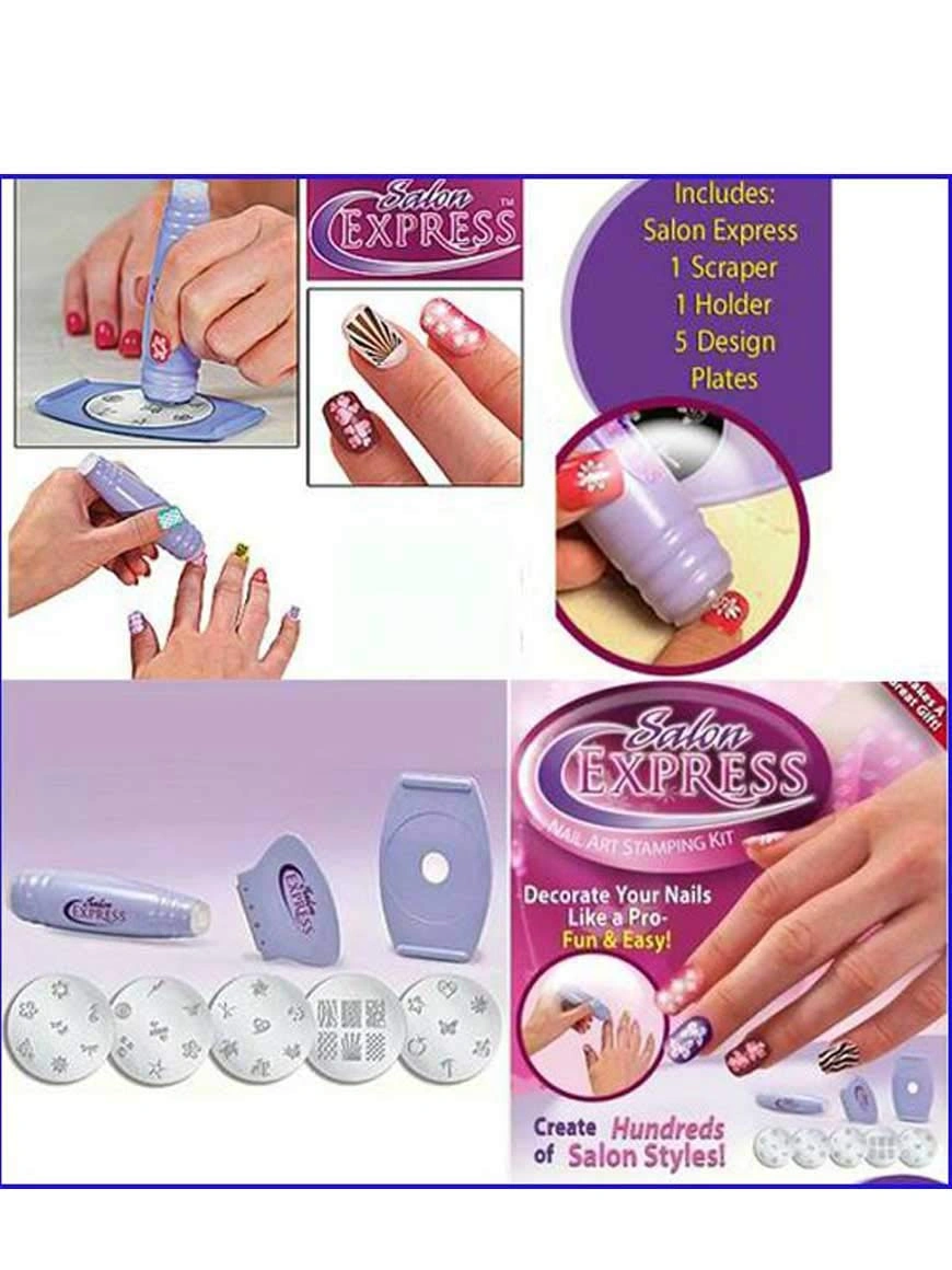 salon express nail art stamping kit as seen on tv body care / beauty care /  bodycare / beautycare - Walmart.com