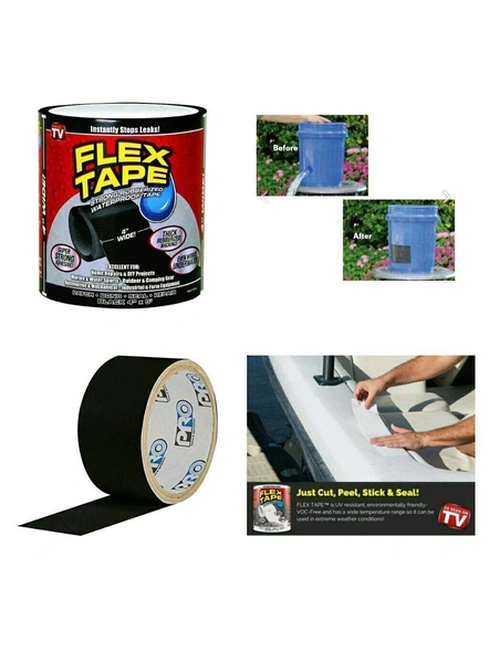 Waterproof Flex Seal Super Strong Adhesive Sealant Tape for Any Surface, Stops Leaks, Large (Black) G106-3
