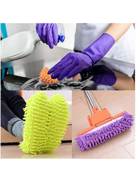 4 Pairs (8 Pieces) Unisex Washable Dust Mop Slippers Shoes Microfiber Cleaning House Mop Slippers Multifultional Floor Cleaning Shoes Cover for House Kitchen Office (Free Size) G110-3