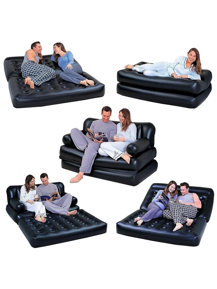Air Sofa Bed 5 in 1 Inflatable Couch with Free Electric Pump (Pack of 1, Multicolor) G116-5