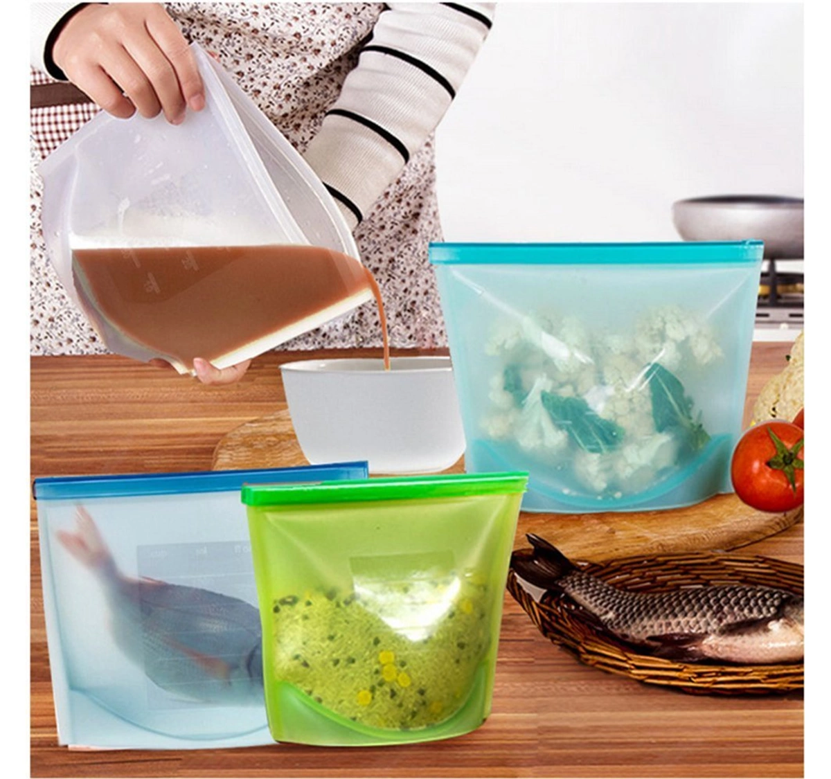 1000ml Airtight Zip Seal Preservation Storage Container Reusable