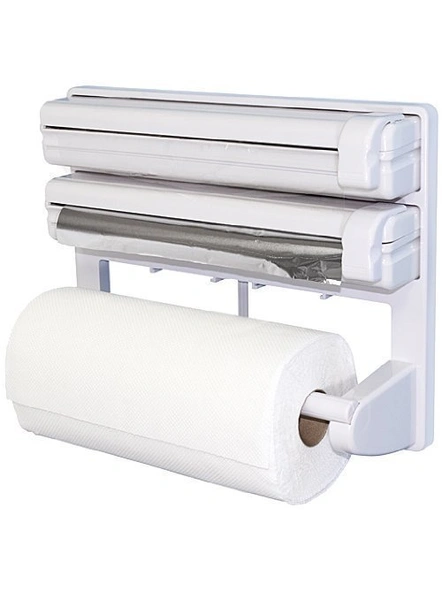 3 in 1 Plastic Triple Paper Dispenser for Cling Film Wrap Aluminium Foil and Kitchen Roll (Pack of 1) G145-3