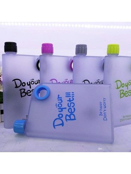 Flat Reusable Portable Notebook Style Ultra Slim Water Bottle Memo Bottle 380Ml Random Colours (Pack of 1) G147-1