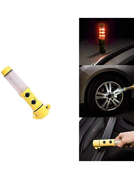 5 in 1 Car Emergency Tool with Hammer+ LED Flashlight+ Safety Belt Cutter+ Magnet Surface &amp; Torch for Honda City 2017 - G165-2