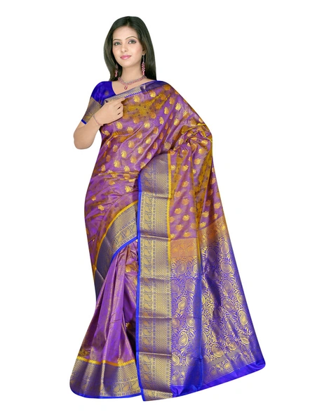 Banarasi Satin Silk Woven Saree in Purple-992