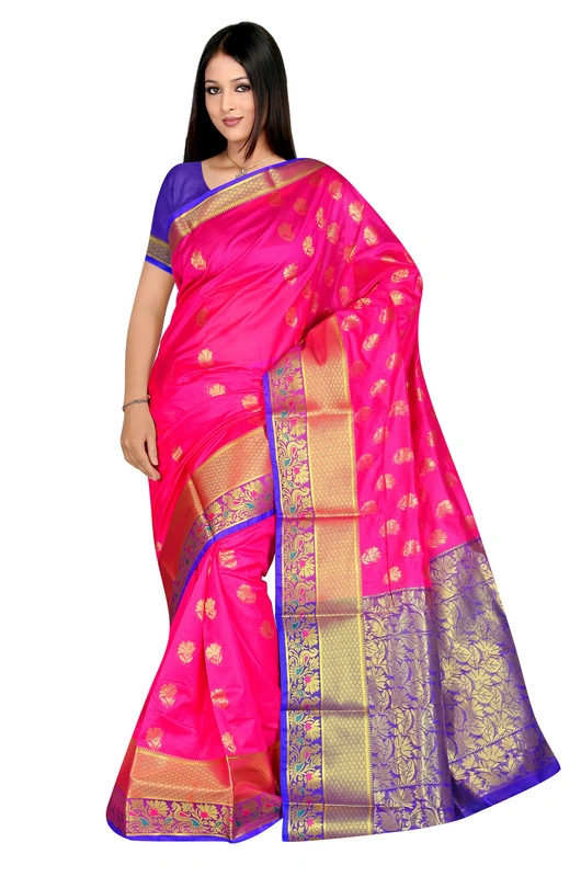 Banarasi Chanderi Silk Woven Saree in Rani-995