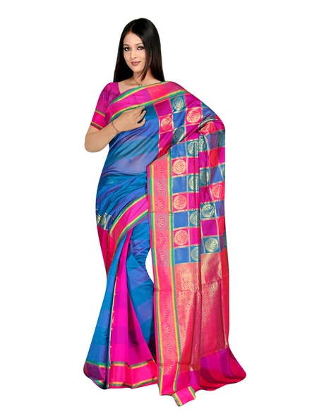 Banarasi Silk Woven Saree in Rani-1000