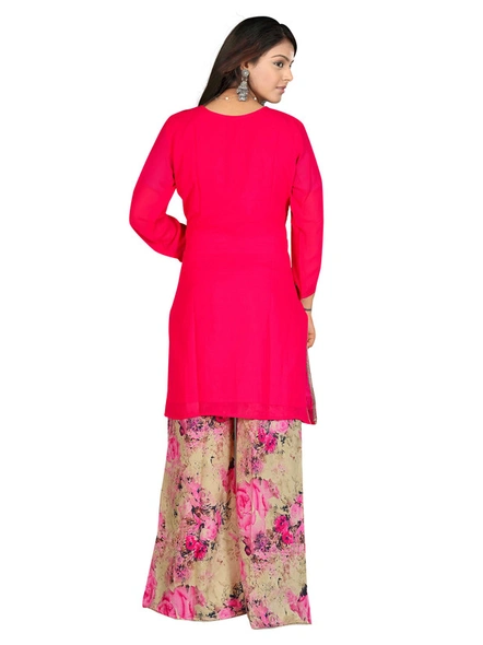 Rani Embroidered Georgette Kurti With trouser-875A-XL