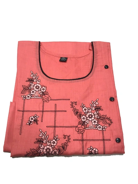 Readymade Cotton Flex Embroidery Kurti In Tomato-892A-2XL