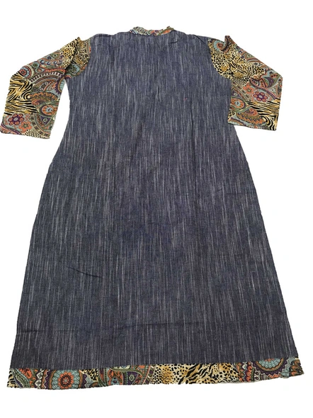 Readymade Handloom Fabric Embroidered Kurti In Grey-XL-1