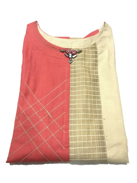 Readymade Soft Cotton Flex Embroidered Kurti In Pink-1323-L