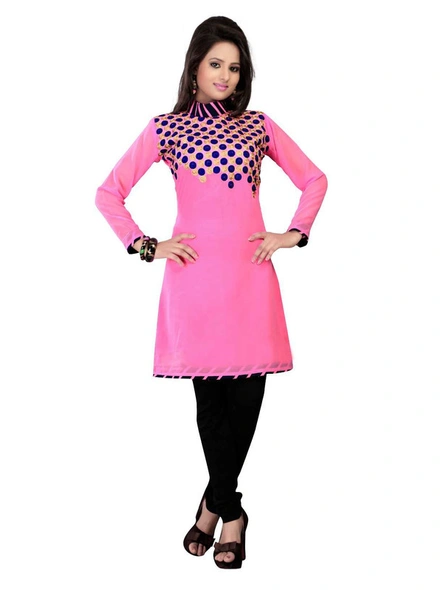 Readymade Georgette Embroidered Kurti In Pink-1302-L