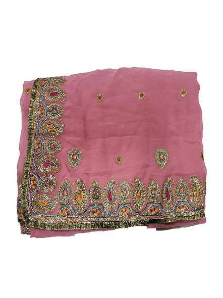 Georgette Embroidered Saree In Dusty Lavender-2