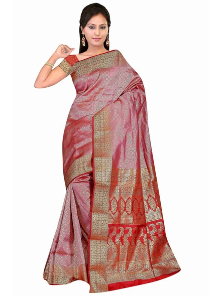 Pure Silk Handloom Woven Kanjiwaram Brocket Saree In Lavender-456