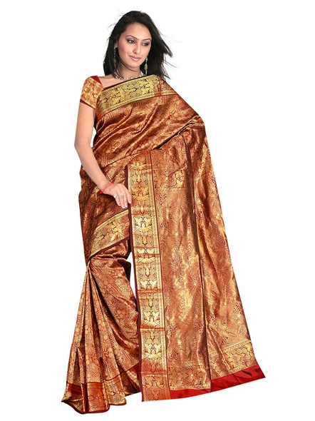 Pure Silk Handloom Woven Kanjiwaram Brocket Saree In Maroon-457