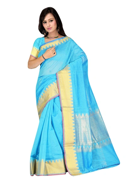 Chanderi Saree In Blue-771