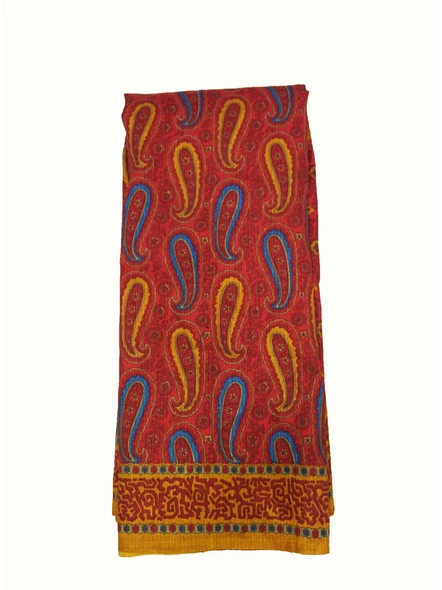 Red Raw Silk Printed Saree-2616