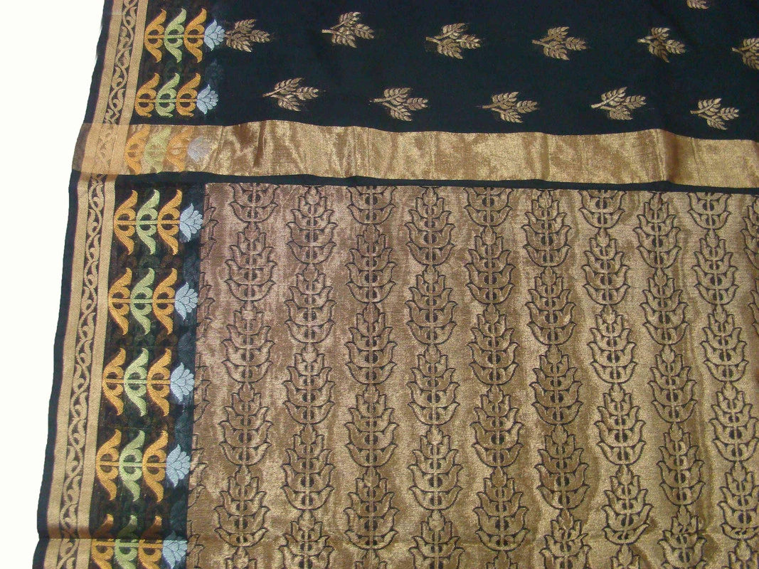 Buy Black Cotton Silk Banarasi Saree Online at Sehgall