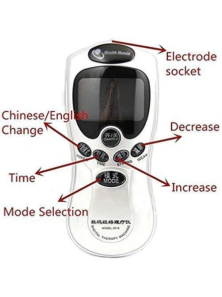 8 in 1 Digital Therapy Machine Full Body Massager Acupuncture Machine Electric Therapy Pulse Muscle Relax Massager &amp; Meridian Therapy Machine Full Body Pulse Muscle Relax Massage 4 Pads G42-3