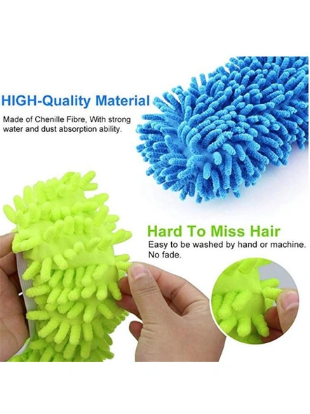2 Pairs (4 Pieces) Unisex Washable Dust Mop Slippers Shoes (Free Size) G110A-3