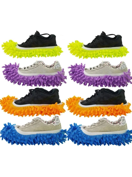 2 Pairs (4 Pieces) Unisex Washable Dust Mop Slippers Shoes (Free Size) G110A-5