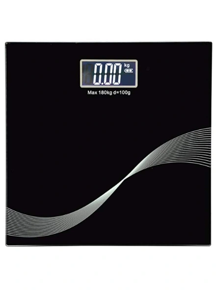 Electronic Thick Tempered Glass LCD Display Weight Scale For Human Body (BLACK) G222-4